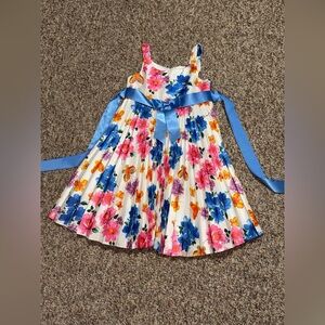 Girls size 8 Bonnie Jean Colorful Floral Dress with Blue Accent